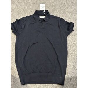 Collars & Co Cotton Polo Shirt Mens Size Large Black Silk and Cotten Blend NWT